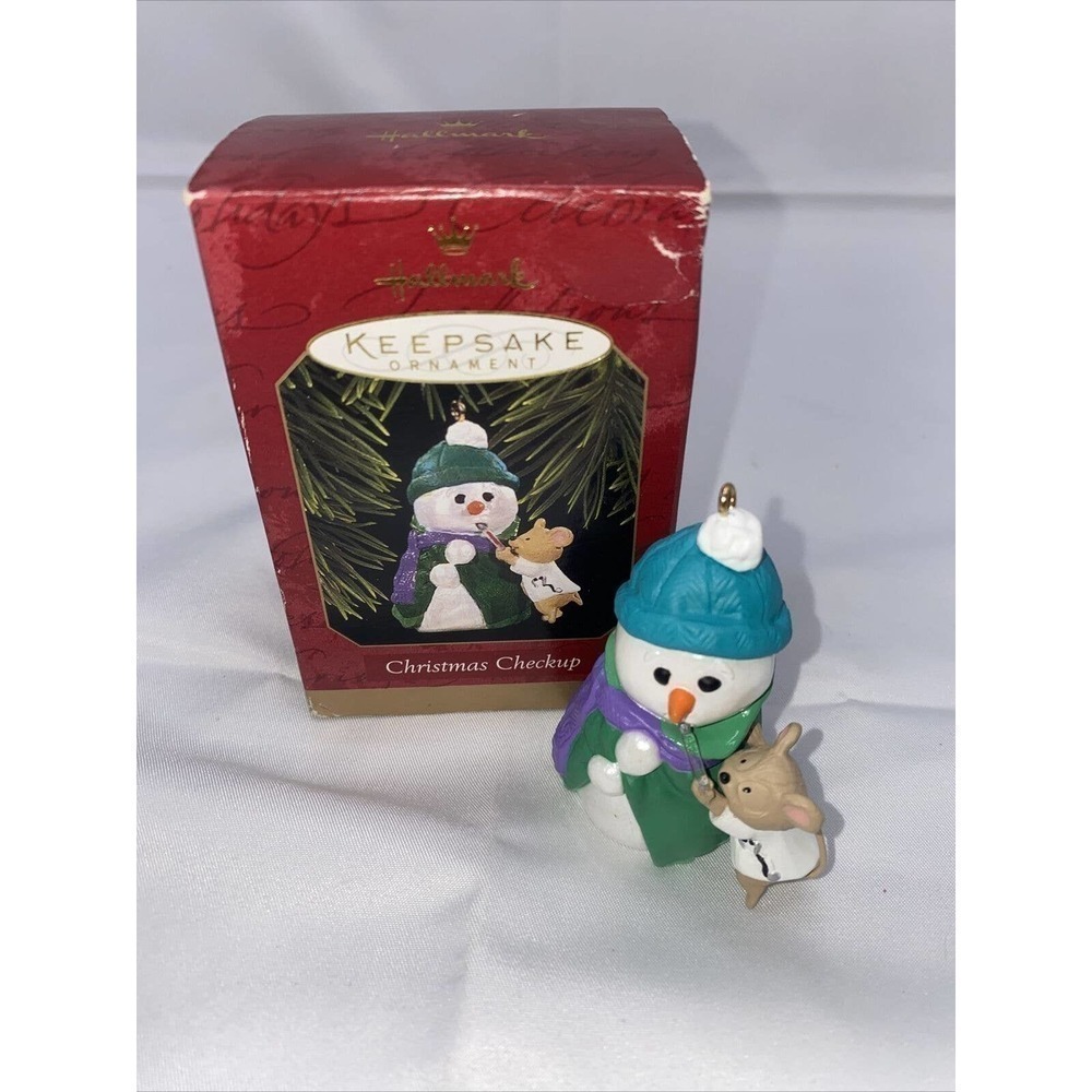 𝅺hallmark Keepsake Ornament 1997 - Christmas Checkup Snowman Mouse